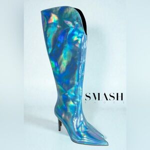 Smash Shoes Kay holographic knee-high boots size 11 NEW IN BOX!